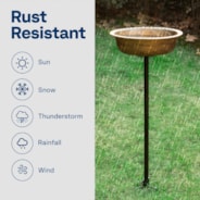 VIVOHOME Polyresin Bird Bath Bowl with Metal Stake, 29 Inch Height Outdoor Freestanding Birdfeeder, Capacity 1.4 Gallons, 5-Pronged Base, Copper