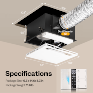 Bathroom Exhaust Fan with 1800W PTC Heater, Humidity Sensor & LED Light, Ceiling Mount Ventilation Fan, 160 CFM DC Motor, 3 Color Temperatures, Remote Control, Oscillating Louver