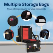 VIVOHOME Stadium Seats with Back Support and Cushion, 2 Pack Portable Bleacher Chairs with Cup Holder, Storage Bags and Shoulder Strap, Comfortable for Various Sports Events, Black and Red