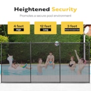 VIVOHOME Pool Fence 4FT x 12FT, 320GSM Teslin Mesh Removable Child Safety Pool Fence with Stainless Steel Tubes for Backyard Garden Pool Safety
