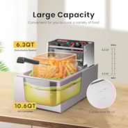 VIVOHOME 2500W 10.6 QT Electric Deep Fryer with 6.3 QT Removable Basket