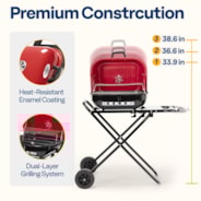 VIVOHOME 18 Inch Portable Charcoal Grill, Foldable Barbecue Grill with Heat-resistant Enamel Coating Lid, Outdoor Charcoal Smoker for Backyard, Camping and Picnics