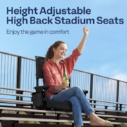 VIVOHOME Height Adjustable High Back Stadium Seat with Back Support and Cushion, Portable Bleacher Chair with Cup Holder and Shoulder Strap, Black