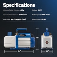 VIVOHOME 1.5HP 14.4CFM 2Stage HVAC Vacuum Pump for R134a R12 R22 R502 R410a Systems