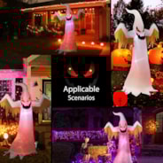 VIVOHOME 8FT Halloween Inflatable Yard Decor, Giant Red Ghost, Outdoor Blow Up with Built-in LED Light for Lawn, Garden, Party