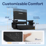 VIVOHOME Height Adjustable High Back Stadium Seat with Back Support and Cushion, Portable Bleacher Chair with Cup Holder and Shoulder Strap, Black