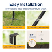 VIVOHOME 106 Inch Bird Feeder Pole, Heavy Duty Adjustable Bird House Stand Pole for Outdoor, Bird House Pole Mount Kit with 5 Prong