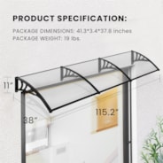 VIVOHOME Polycarbonate Window Door Awning Canopy Transparent with Black Bracket 40 Inch x 120 Inch