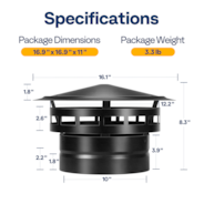 10" Cone Top Chimney Cap with Screen, Fireplace Round Chimney Cover, Galvanized Steel Exhaust Rain Caps for Outside, Easy to Install Flue Cap, Black