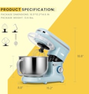 VIVOHOME Countertop Tilt-Head 10 Speed 6 Quart Stand Mixer Blue