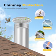 VIVOHOME 14" Cone Top Chimney Cap with Screen, Round Roof Rain Chimney Cover, Galvanized Steel Fireplace Exhaust Cap, Adjustable Roof Cap for Vent