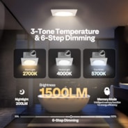 Autoflow Bathroom Exhaust Fan with Light & Humidity Sensor (30-110-160CFM) - 2700K/4000K/5700K & Energy Efficient EC Motor, Constant Airflow (Install Kit, 4-in Duct)