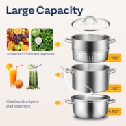 VIVOHOME Fruit Vegetables Juicer Steamer Pot 11Qt with Tempered Glass Lid, Hose, Clamp, Loop Handles
