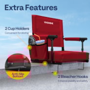 VIVOHOME 2 Pack Portable Stadium Seats with Back Support and Cushion Red
