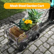VIVOHOME Heavy Duty 880 Lbs Capacity Mesh Steel Garden Cart Folding Utility Wagon with Removable Sides and 4.10/3.50-4 inch Wheels (Grey)