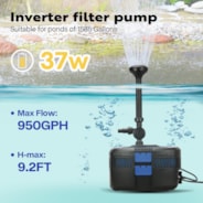 VIVOHOME 4-in-1 Pond Filter System Kits, 950 GPH Water Pump with Filter, Fountain and 13W Light Combo for Ponds up to 1585 Gallons
