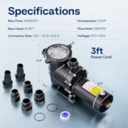 VIVOHOME 2.0HP 6500 GPH 115V Pool Pump, Self-Priming Energy Saving, 1.25" & 1.5" & 2" Inlet w/Strainer Basket for In/Above Ground Pools