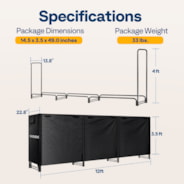 VIVOHOME 12 ft Heavy Duty Firewood Rack Outdoor with Cover, Fire Wood Storage Rack, Log Holder and Cover Combo Set with Zipper, Black