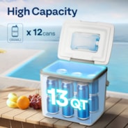 VIVOHOME 13QT Portable Pool Cooler with Handle - Hanging Poolside Design, Insulated Hard Cooler for Above-Ground Pools, Keeps Drinks Cold Up to 3 Days, Great for Pool Party, Fishing, Camping, Beach
