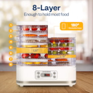 VIVOHOME Electric 8 Trays Food Dehydrator with 72H Digital Timer and Temperature Contro White