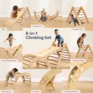 VIVOHOME 8 in 1 Pikler Triangle Set Wooden Climbing Toys for Toddlers Montessori Climbing Set Indoor Play Gym for Kids