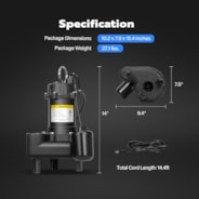 VIVOHOME 1 HP Submersible Cast Iron Sewage/Effluent Pump, 5220 GPH Float Switch Sump Pump with 2'' NPT Discharge for Basement, Septic Tank