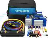 VIVOHOME HVAC Vacuum Pump 1/2 HP 5CFM 2 Stage and 4 Way AC Manifold Gauge Set Kit