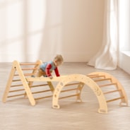 VIVOHOME 8 in 1 Pikler Triangle Set Wooden Climbing Toys for Toddlers Montessori Climbing Set Indoor Play Gym for Kids