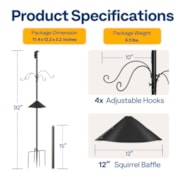 VIVOHOME 106 Inch Bird Feeder Pole, Heavy Duty Adjustable Bird House Stand Pole for Outdoor, Bird House Pole Mount Kit with 5 Prong