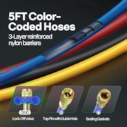 VIVOHOME Upgraded 4CFM 1/3 HP 1-Stage HVAC Vacuum Pump and 4 Way AC Manifold Gauge Set with Leak Detector, 5ft Hoses & Accessories for R134a R12 R22 R502 R410a Automotive Air Conditioner Maintenance