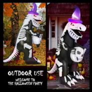 VIVOHOME 8ft Height Halloween Inflatable Lighted Skeleton Dinosaur with Flickering Red Eyes and Speaker Blow up Outdoor Lawn Yard Decoration
