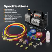 VIVOHOME 1/4 HP 3.5CFM Single Stage Rotary Vane Air Vacuum Pump and AC Manifold Gauge Set Kit with Thermometer