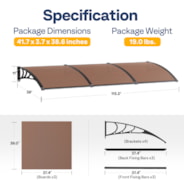 VIVOHOME Polycarbonate Window Door Awning Canopy Brown with Black Bracket 40 Inch x 120 Inch