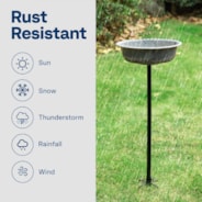 VIVOHOME Polyresin Bird Bath Bowl with Metal Stake, 29 Inch Height Outdoor Freestanding Birdfeeder, Capacity 1.4 Gallons, 5-Pronged Base, Gray