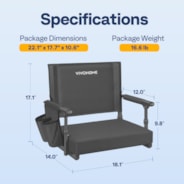 VIVOHOME 2 Pack Portable Stadium Seats with Back Support and Cushion Gray