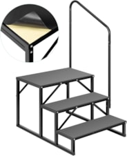 VIVOHOME RV Steps with Handrail, 3 Steps Mobile Home Ladder Portable Stairs for RV, Hot Tub, Outdoor Spa