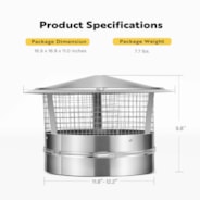VIVOHOME 12" Cone Top Chimney Cap with Screen, Round Roof Rain Chimney Cover, Galvanized Steel Fireplace Exhaust Cap, Adjustable Roof Cap for Vent
