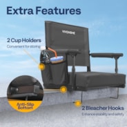 VIVOHOME 2 Pack Portable Stadium Seats with Back Support and Cushion Gray