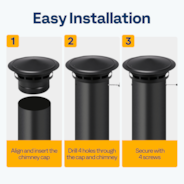 10" Cone Top Chimney Cap with Screen, Fireplace Round Chimney Cover, Galvanized Steel Exhaust Rain Caps for Outside, Easy to Install Flue Cap, Black