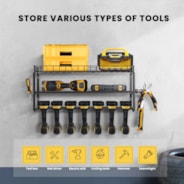 SPECSTAR Power Tool Organizer Wall Mount 3 Layers Heavy Duty Tool Shelf with 7 Drill Holders Storage Rack for Garage Workshop