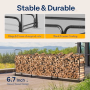 VIVOHOME 12 ft Heavy Duty Firewood Rack Outdoor with Cover, Fire Wood Storage Rack, Log Holder and Cover Combo Set with Zipper, Black
