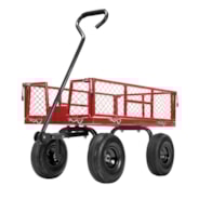 VIVOHOME Heavy Duty 880 Lbs Capacity Mesh Steel Garden Cart Folding Utility Wagon with Removable Sides and 4.10/3.50-4 inch Wheels (Red)