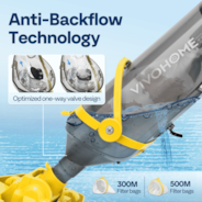 VIVOHOME Cordless Pool Vacuum with Telescopic & Extension Poles 9.12ft, 18.5 GPM Suction, 60-Min Run Time, Handheld Cleaner Rechargeable with Battery Indicator for Pools/Spas/Hot Tubs - Yellow