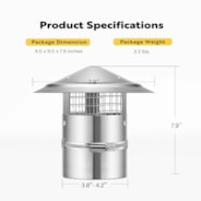 VIVOHOME 4" Cone Top Chimney Cap with Screen, Round Roof Rain Chimney Cover, Galvanized Steel Fireplace Exhaust Cap, Adjustable Roof Cap for Vent