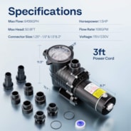 VIVOHOME 1.5 HP 6498 GPH Powerful Copper Motor Dual Voltage Self Primming in/Above Ground Swimming Pool Pump w1.25'' & 1.5" & 2.0'' Unions Energy Saving w/Strainer Basket