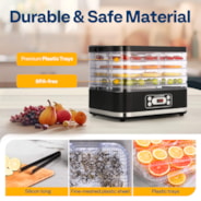 VIVOHOME Electric 5 Trays Food Dehydrator Machine with 72H Digital Timer and Temperature Control Black