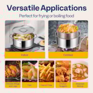 VIVOHOME 10Qt Stainless Steel Fish Fryer Pot with Thermometer and Lid, Deep Fryer with 6.7Qt Basket for Cooking Chicken Wings, Seafood, French Fries