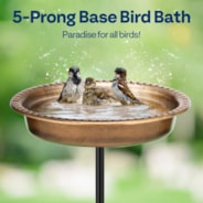 VIVOHOME Oval Polyresin Bird Bath Bowl with Metal Stake, 29 Inch Height Outdoor Freestanding Birdfeeder, Capacity 1.3 Gallons, 5-Pronged Base, Copper