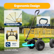 VIVOHOME Steel Garden Cart Heavy Duty 880 Lbs Capacity Folding Utility Wagon with Removable Sides and 10 inch Wheels (Yellow)