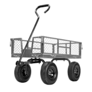 VIVOHOME Heavy Duty 880 Lbs Capacity Mesh Steel Garden Cart Folding Utility Wagon with Removable Sides and 4.10/3.50-4 inch Wheels (Grey)